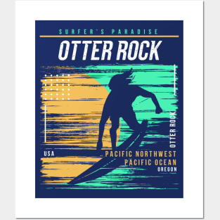 Retro Surfing Otter Rock, Oregon // Vintage Surfer Beach // Surfer's Paradise Posters and Art